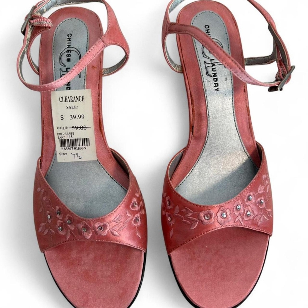 Women’s Coral Suede Low Heel Sandals - Size 7.5